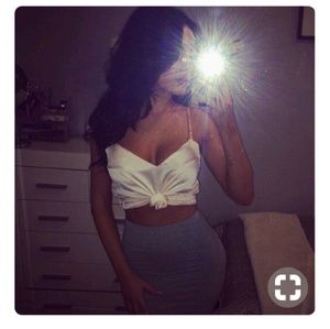 ISO satin knot front crop top